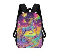 sinyumoney Mochila Escolar Infantil Con Estampado 3D, Bolsos De Viaje Bonitos Rainbow Unicorn Cosmic Mochilas Informales Para Exteriores Para Niñas Y Mujeres 17inch