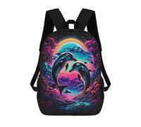 sinyumoney Mochila Escolar Infantil Con Estampado 3D, Bolsos De Viaje Bonitos Romantic Dolphins Mochilas Informales Para Exteriores Para Niñas Y Mujeres 17inch