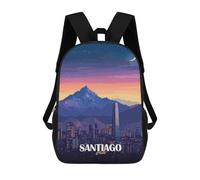 sinyumoney Mochila Escolar Infantil Con Estampado 3D, Bolsos De Viaje Bonitos Santiago, Chile Cityscape at Night Mochilas Informales Para Exteriores Para Niñas Y Mujeres 17inch