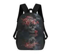 sinyumoney Mochila Escolar Infantil Con Estampado 3D, Bolsos De Viaje Bonitos Skull with Roses And Smoke Mochilas Informales Para Exteriores Para Niñas Y Mujeres 17inch