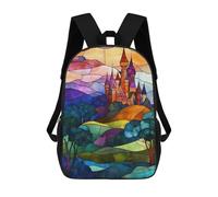 sinyumoney Mochila Escolar Infantil Con Estampado 3D, Bolsos De Viaje Bonitos Stained Glass Castle Mochilas Informales Para Exteriores Para Niñas Y Mujeres 17inch