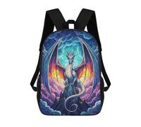 sinyumoney Mochila Escolar Infantil Con Estampado 3D, Bolsos De Viaje Bonitos Stained Glass Dragon on Mountain Peak Mochilas Informales Para Exteriores Para Niñas Y Mujeres 17inch