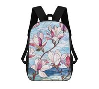 sinyumoney Mochila Escolar Infantil Con Estampado 3D, Bolsos De Viaje Bonitos Stained Glass Magnolia Flowers Mochilas Informales Para Exteriores Para Niñas Y Mujeres 17inch