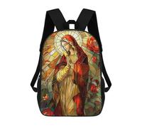 sinyumoney Mochila Escolar Infantil Con Estampado 3D, Bolsos De Viaje Bonitos Stained Glass Virgin Mary with Roses Mochilas Informales Para Exteriores Para Niñas Y Mujeres 17inch