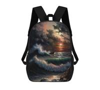 sinyumoney Mochila Escolar Infantil Con Estampado 3D, Bolsos De Viaje Bonitos Stormly Ocean V3 Mochilas Informales Para Exteriores Para Niñas Y Mujeres 17inch