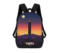 sinyumoney Mochila Escolar Infantil Con Estampado 3D, Bolsos De Viaje Bonitos Taipei Taiwan Cityscape at Sunset Mochilas Informales Para Exteriores Para Niñas Y Mujeres 17inch