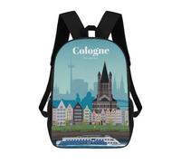 sinyumoney Mochila Escolar Infantil Con Estampado 3D, Bolsos De Viaje Bonitos Travel to Cologne Mochilas Informales Para Exteriores Para Niñas Y Mujeres 17inch