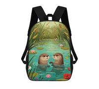 sinyumoney Mochila Escolar Infantil Con Estampado 3D, Bolsos De Viaje Bonitos Two Otters in A Pond Mochilas Informales Para Exteriores Para Niñas Y Mujeres 17inch