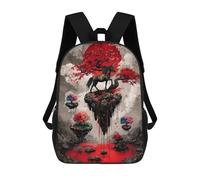 sinyumoney Mochila Escolar Infantil Con Estampado 3D, Bolsos De Viaje Bonitos Unicorn on Floating Island with Red Moon Mochilas Informales Para Exteriores Para Niñas Y Mujeres 17inch