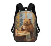 sinyumoney Mochila Escolar Infantil Con Estampado 3D, Bolsos De Viaje Bonitos Vintage Xmas Bear with Tea Mochilas Informales Para Exteriores Para Niñas Y Mujeres 17inch