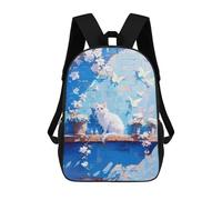 sinyumoney Mochila Escolar Infantil Con Estampado 3D, Bolsos De Viaje Bonitos White Cat on Blue Wall Mochilas Informales Para Exteriores Para Niñas Y Mujeres 17inch