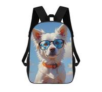 sinyumoney Mochila Escolar Infantil Con Estampado 3D, Bolsos De Viaje Bonitos White Dog Oil Painting Mochilas Informales Para Exteriores Para Niñas Y Mujeres 17inch