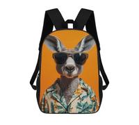 sinyumoney Mochila Escolar Infantil Cool Kangaroo in Hawaiian Shirt Mochila Escolar Infantil De Moda Informal Mochilas De Viaje Con Estampado 3D Divertidas Y Geniales Bolsas Para Libros 17inch