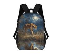 sinyumoney Mochila Escolar Infantil Cougar by The Water Mochila Escolar Infantil De Moda Informal Mochilas De Viaje Con Estampado 3D Divertidas Y Geniales Bolsas Para Libros 17inch