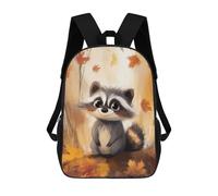 sinyumoney Mochila Escolar Infantil Cozy Raccoon in Autumn Mochila Escolar Infantil De Moda Informal Mochilas De Viaje Con Estampado 3D Divertidas Y Geniales Bolsas Para Libros 17inch