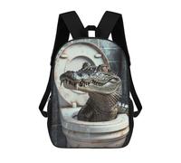 sinyumoney Mochila Escolar Infantil Crocodile Alligator Toilet Mochila Escolar Infantil De Moda Informal Mochilas De Viaje Con Estampado 3D Divertidas Y Geniales Bolsas Para Libros 17inch