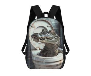 sinyumoney Mochila Escolar Infantil Crocodile Alligator Toilet Mochila Escolar Infantil De Moda Informal Mochilas De Viaje Con Estampado 3D Divertidas Y Geniales Bolsas Para Libros 17inch