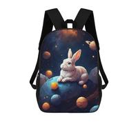 sinyumoney Mochila Escolar Infantil Cute Bunny in The Space Mochila De Moda Para Adolescentes Mochila Informal Para Niño Y Niña Mochila Escolar Para Adolescentes Mochila Impresa En 3D 17inch