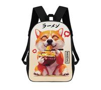 sinyumoney Mochila Escolar Infantil Cute Corgi Ramen Mochila Escolar Infantil De Moda Informal Mochilas De Viaje Con Estampado 3D Divertidas Y Geniales Bolsas Para Libros 17inch