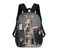 sinyumoney Mochila Escolar Infantil Dalmatian on The Toilet Mochila Escolar Infantil De Moda Informal Mochilas De Viaje Con Estampado 3D Divertidas Y Geniales Bolsas Para Libros 17inch