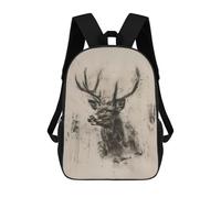 sinyumoney Mochila Escolar Infantil Deer In Charcoal Art Mochila Escolar Infantil De Moda Informal Mochilas De Viaje Con Estampado 3D Divertidas Y Geniales Bolsas Para Libros 17inch