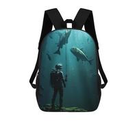 sinyumoney Mochila Escolar Infantil Diving Deep Sea With Fish Mochila Infantil Estampada Mochila De Viaje Para Niños Y Niñas Mochila Escolar 17inch