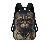 sinyumoney Mochila Escolar Infantil Doctor Cat in Scrubs Mochila Escolar Infantil De Moda Informal Mochilas De Viaje Con Estampado 3D Divertidas Y Geniales Bolsas Para Libros 17inch