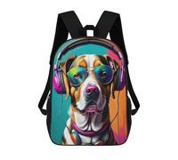 sinyumoney Mochila Escolar Infantil Dog with Headphones And Sunglasses Mochila Escolar Infantil De Moda Informal Mochilas De Viaje Con Estampado 3D Divertidas Y Geniales Bolsas Para Libros 17inch