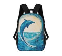 sinyumoney Mochila Escolar Infantil Dolphin Abstract Sea Mochila Escolar Infantil De Moda Informal Mochilas De Viaje Con Estampado 3D Divertidas Y Geniales Bolsas Para Libros 17inch