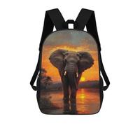 sinyumoney Mochila Escolar Infantil Elephant Sunset Mochila Escolar Infantil De Moda Informal Mochilas De Viaje Con Estampado 3D Divertidas Y Geniales Bolsas Para Libros 17inch