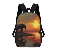 sinyumoney Mochila Escolar Infantil Elephant Sunset Mochila Escolar Infantil De Moda Informal Mochilas De Viaje Con Estampado 3D Divertidas Y Geniales Bolsas Para Libros 17inch