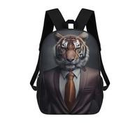 sinyumoney Mochila Escolar Infantil Executive Tiger Portrait Mochila Escolar Infantil De Moda Informal Mochilas De Viaje Con Estampado 3D Divertidas Y Geniales Bolsas Para Libros 17inch