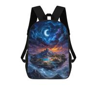sinyumoney Mochila Escolar Infantil Fantasy Floating Island Under Crescent Moon Mochila Infantil Estampada Mochila De Viaje Para Niños Y Niñas Mochila Escolar 17inch