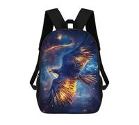 sinyumoney Mochila Escolar Infantil Fiery Eagle in Space Mochila Escolar Infantil De Moda Informal Mochilas De Viaje Con Estampado 3D Divertidas Y Geniales Bolsas Para Libros 17inch