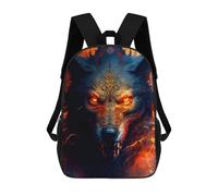 sinyumoney Mochila Escolar Infantil Fiery Wolf Portrait -7 Mochila Escolar Infantil De Moda Informal Mochilas De Viaje Con Estampado 3D Divertidas Y Geniales Bolsas Para Libros 17inch