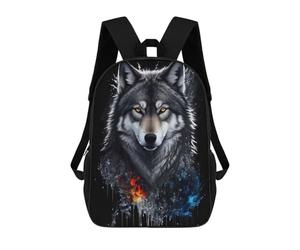 sinyumoney Mochila Escolar Infantil Flame And Ice Wolf Artwork Mochila Escolar Infantil De Moda Informal Mochilas De Viaje Con Estampado 3D Divertidas Y Geniales Bolsas Para Libros 17inch