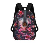 sinyumoney Mochila Escolar Infantil Floral Acoustic Guitar Mochila Escolar Infantil De Moda Informal Mochilas De Viaje Con Estampado 3D Divertidas Y Geniales Bolsas Para Libros 17inch