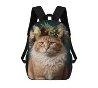 sinyumoney Mochila Escolar Infantil Floral Cat Crown Mochila Escolar Infantil De Moda Informal Mochilas De Viaje Con Estampado 3D Divertidas Y Geniales Bolsas Para Libros 17inch
