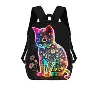 sinyumoney Mochila Escolar Infantil Floral Cat Glowing Mochila De Moda Para Adolescentes Mochila Informal Para Niño Y Niña Mochila Escolar Para Adolescentes Mochila Impresa En 3D 17inch