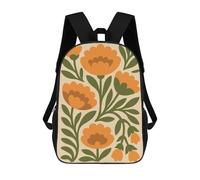 sinyumoney Mochila Escolar Infantil Floral Pattern with Orange Flowers Mochila Escolar Infantil De Moda Informal Mochilas De Viaje Con Estampado 3D Divertidas Y Geniales Bolsas Para Libros 17inch