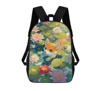 sinyumoney Mochila Escolar Infantil Fox Cub Swimming in A Lily Pond Mochila Escolar Infantil De Moda Informal Mochilas De Viaje Con Estampado 3D Divertidas Y Geniales Bolsas Para Libros 17inch