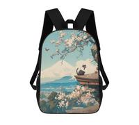 sinyumoney Mochila Escolar Infantil Fuji Mount Cat Japanese Mochila Infantil Estampada Mochila De Viaje Para Niños Y Niñas Mochila Escolar 17inch