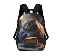 sinyumoney Mochila Escolar Infantil Funny Fat Cat Cake Mochila De Moda Para Adolescentes Mochila Informal Para Niño Y Niña Mochila Escolar Para Adolescentes Mochila Impresa En 3D 17inch