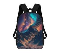 sinyumoney Mochila Escolar Infantil Galactic Mountain Landscape Mochila Escolar Infantil De Moda Informal Mochilas De Viaje Con Estampado 3D Divertidas Y Geniales Bolsas Para Libros 17inch