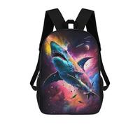 sinyumoney Mochila Escolar Infantil Galactic Shark Adventure -1 Mochila Escolar Infantil De Moda Informal Mochilas De Viaje Con Estampado 3D Divertidas Y Geniales Bolsas Para Libros 17inch
