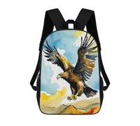 sinyumoney Mochila Escolar Infantil Golden Eagle Watercolor Mochila Escolar Infantil De Moda Informal Mochilas De Viaje Con Estampado 3D Divertidas Y Geniales Bolsas Para Libros 17inch