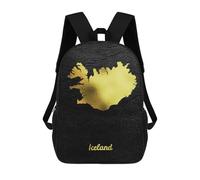 sinyumoney Mochila Escolar Infantil Golden Map Art Iceland Mochila Escolar Infantil De Moda Informal Mochilas De Viaje Con Estampado 3D Divertidas Y Geniales Bolsas Para Libros 17inch