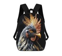 sinyumoney Mochila Escolar Infantil Golden Rooster Portrait Chicken Mochila Escolar Infantil De Moda Informal Mochilas De Viaje Con Estampado 3D Divertidas Y Geniales Bolsas Para Libros 17inch