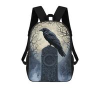 sinyumoney Mochila Escolar Infantil Gothic Raven on Stone Monument Mochila Infantil Estampada Mochila De Viaje Para Niños Y Niñas Mochila Escolar 17inch