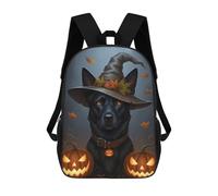 sinyumoney Mochila Escolar Infantil Halloween Dog with Witch Hat Mochila Escolar Infantil De Moda Informal Mochilas De Viaje Con Estampado 3D Divertidas Y Geniales Bolsas Para Libros 17inch